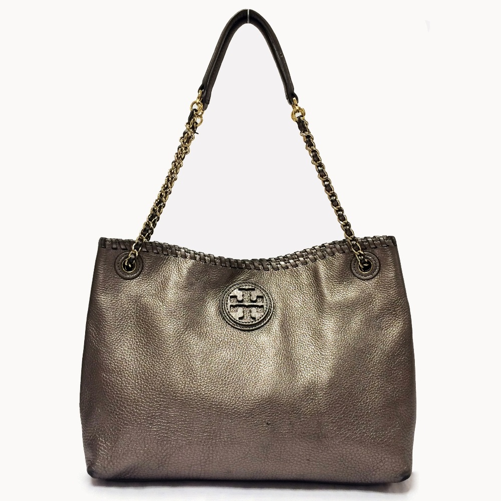 Tory Burch Marion Silver Leather Shoulder Bag